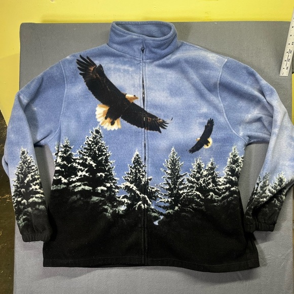 Vintage Trail Crest Fleece Bald Eagle Forrest Jacket Mens 3XL Scenic 1457 - Picture 1 of 7